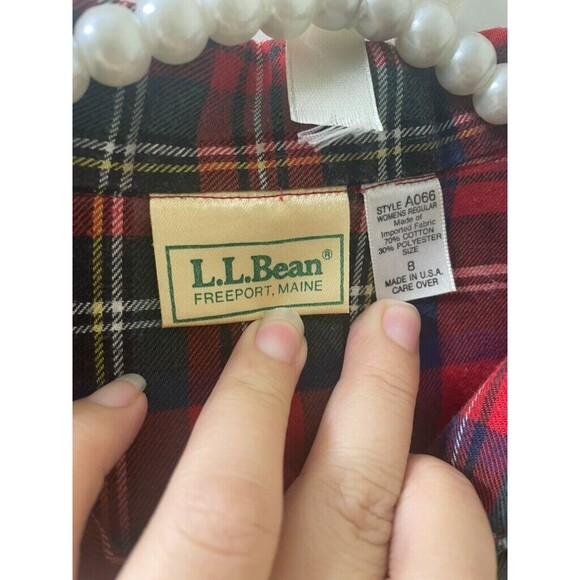 USA LL Bean Plaid  Red Traditional Women’s SHIRT TUNIC 1/4 BUTTONS UP SIZE 8 - Picture 3 of 10